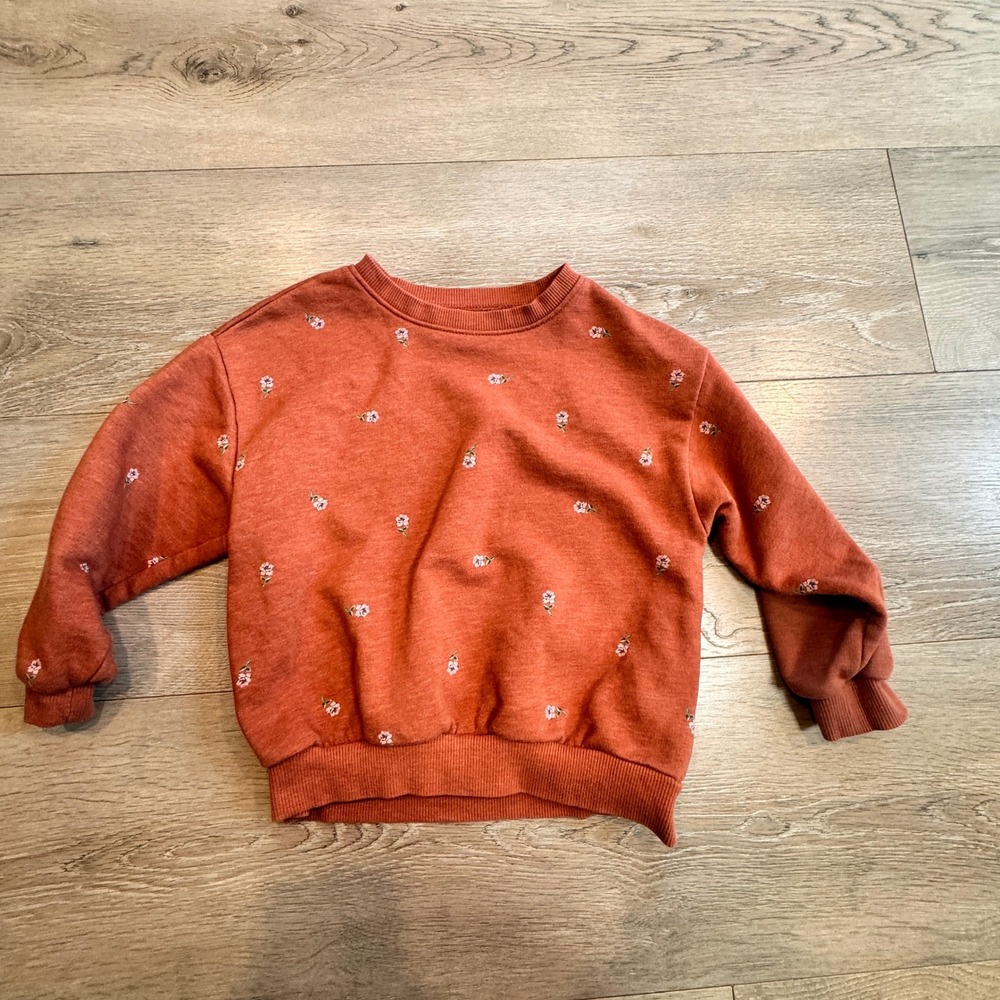 Old Navy Girls 4T Brown Ditsy Floral‎ Print Drop Shoulder Pullover Sweatshirt